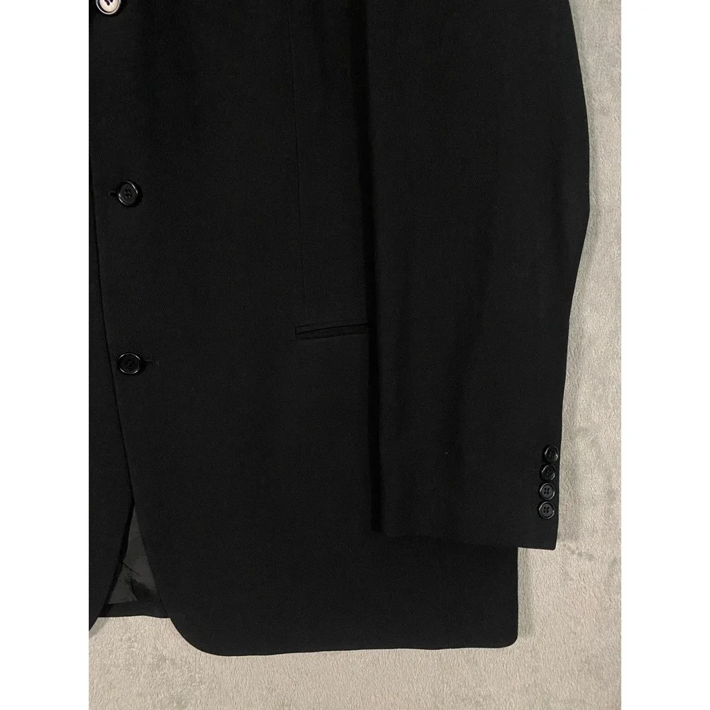 Hugo Boss Blazer Mens 46L Black Einstein US 100% Virgin Wool 3-Button USA Made